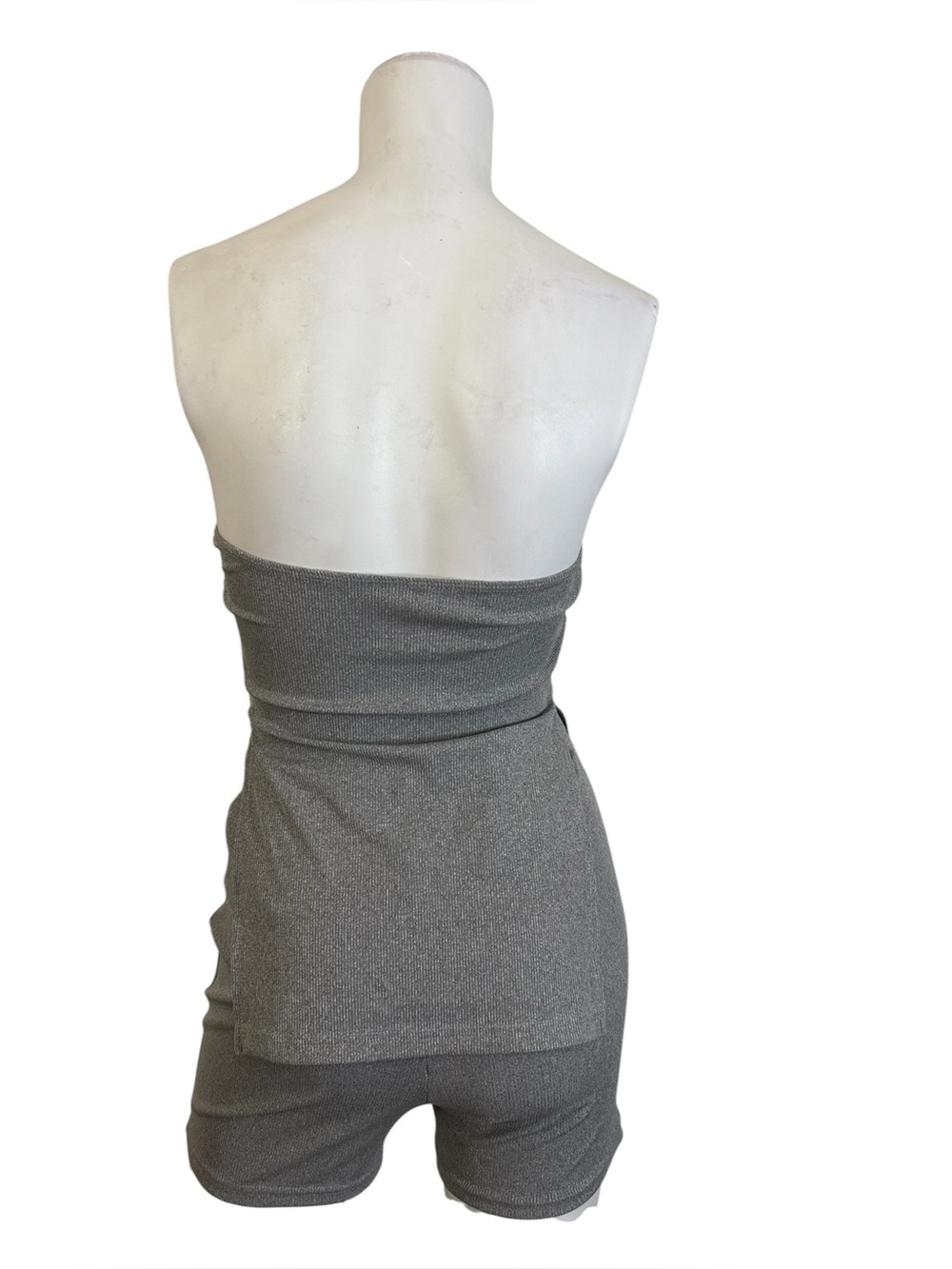 Gray Strapless Ribbed Two-Piece Set - Picture 3 of 3